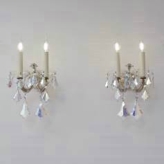 Pair Murano glass iridescent crystal sconces, Barovier, 1920`s ca, Italian